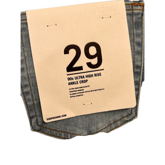 RE/DONE NWT 90s Ultra High Rise Ankle Crop Jeans  Size 29 Costa Indigo - Picture 4 of 5